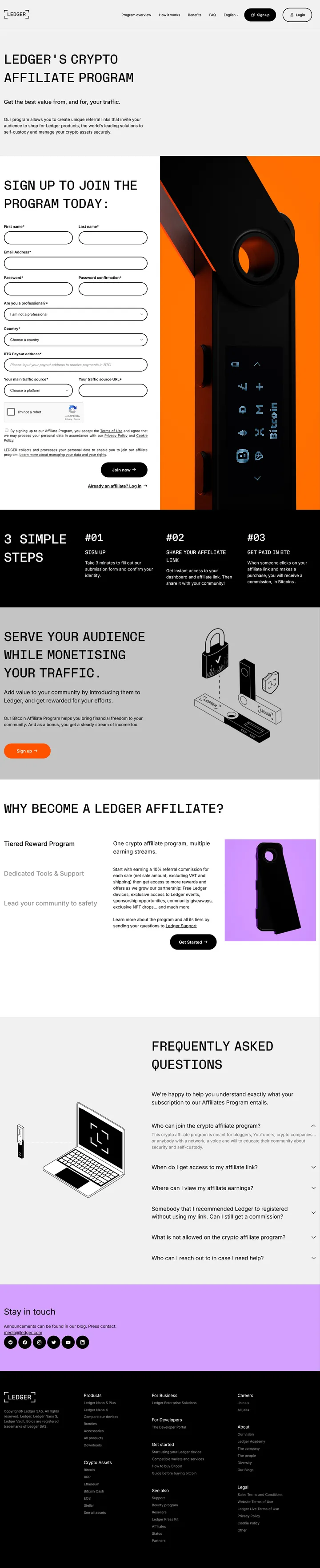Ledger Affiliate Program Screenshot Long
