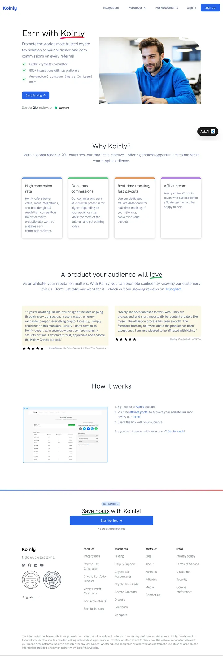 Koinly Affiliate Program Screenshot Long