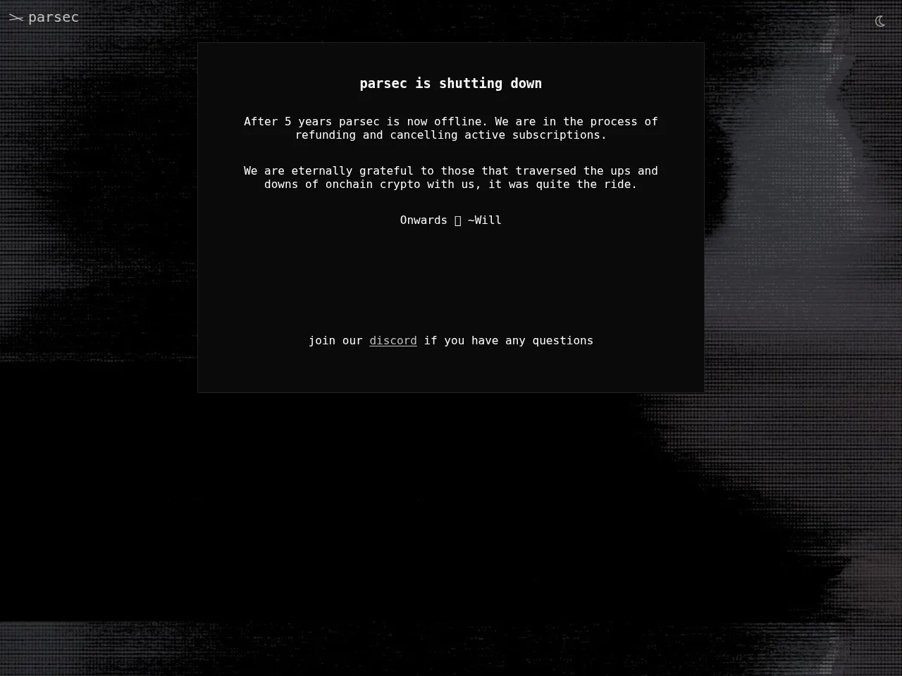 Parsec Finance Screenshot