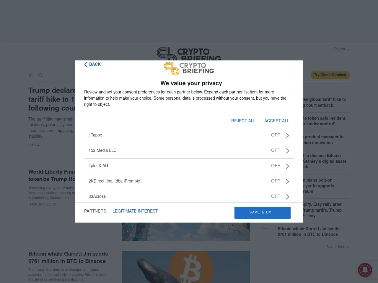 Crypto Briefing Screenshot